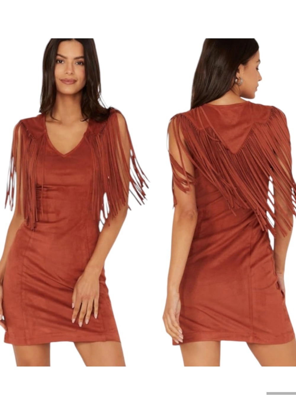 Idyllwind Lady Bird Fringe Dress Faux Suede Western Festival Boho Large Rust